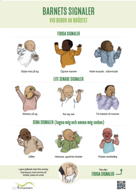 Zoom bild av Barnets signaler vid behov av bröstet A4